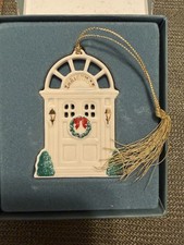 Vintage 1990 LENOX Holiday Homecoming Collection Door Christmas Ornament Boxed picture