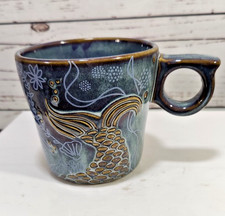 Starbucks 2014 Anniversary Siren Mermaid Tail Mug Blue Green 12 oz Embossed picture
