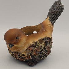 Ganz Resin Bird Votive Tea Light Candle Holder Autumn Fall Leaves Figure picture