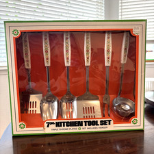Vtg NOS 7 Pc Kitchen Tool Set – Country Fair Spice of Life – Chrome 1970s – New picture