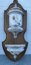 Vtg Hollywood Regency Italian Majolica Lavabo Pottery Wall Mount 38x16.5 ex cond picture