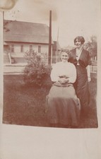 RPPC Two Women Outdoors Portrait Real Photo Postcard ca 1910s Divided Back picture
