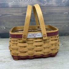 Longaberger 2003 Woven Memories Basket Red Accents with Protector Family Signed picture