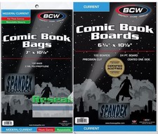 100 BCW Current Resealable Thick Poly Comic Bags & Current Boards 6 3/4