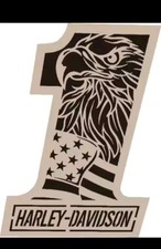 Harley Davidson #1 Dark Custom Logo Eagle Head Flag Aluminum Motorcycle Sign New picture