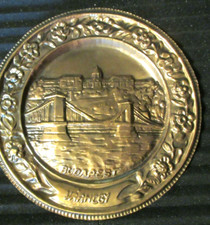 Vintage Stamped Copper Plate of Varhegy, Szechenyi Chain Bridge picture