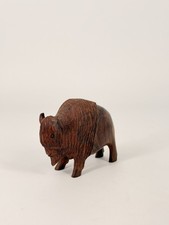 Hand Carved Wooden Bison Buffalo Figurine Brown Rustic Western Decor 4