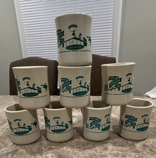 Iconic Lynn's Paradise Cafe Set of 8 White/Green Logo Coffee Mugs Louisville KY picture