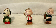 Vintage 1970s Peanuts Snoopy Charlie Brown Linus Christmas Ornaments Japan Set 3 picture