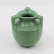 Haeger Geranium Leaf Green Triple Handle Vintage Pottery Vase 5