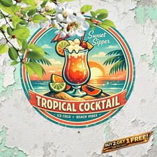 Pina Colada Beach Cocktail Art Retro Metal Tin Sign Summer Decor 8x12 picture
