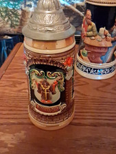 Western Germany German Lidded Beer Stein w/ Pewter Lid Tavern Scene 