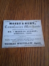 Antique 19th-Century Merchant Trade Card – Mosby & Hunt Commission Merchants... picture