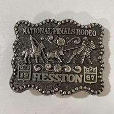 Hesston NFR National Finals Rodeo Belt Buckle Collectors Vintage 2.25” ~1987 picture
