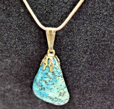 Natural Turquoise Stone Pendant Sterling Silver 925 24