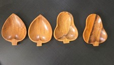 Set Of 4 Vtg MCM Tiki Wood Leaf Pepper Snack Bowls 70s 80s Retro Set 6 In  picture