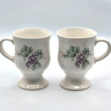 Vintage Pfalzgraff Grapevine Footed Pedestal Mug Cups Coffee Tea Lot of 2 picture