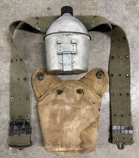 WW1 US Army M1910 Canteen Cover 1918 WW2 Canteen 1943 Web Belt Original Lot picture