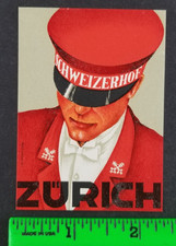 Vintage 1930's Zurich Switzerland Luggage Travel Label picture
