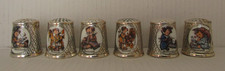 Vintage M J Hummel Silver Plated Thimbles x 6 First Edition 1983 picture