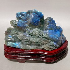 5.17LB Natural Labradorite Quartz Crystal Hand-Carved Mountain Scenery Sculpture picture