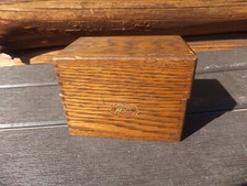 Beautiful Antique WEIS Monroe Mich. Wood Recipe File Oak Cabinet Box Dovetail picture