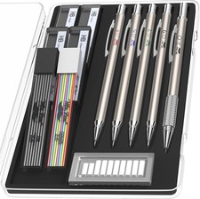 - Metal Mechanical Pencil Set with Lead and Eraser Refills, 5 Sizes picture