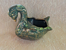 Green & Gold Swan Figurine Planter, Pearl China Co, Hand painted 22KT Gold, USA picture