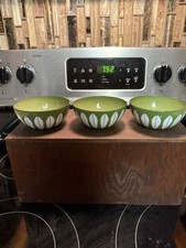 Lot of 3 Vintage Cathrineholm Norway 4” Small Avocado Green Lotus Bowl Minty picture