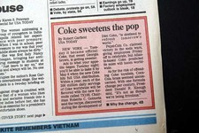 Infamous Coca-Cola Company NEW COKE Recipe Announcement Debacle 1985 Newspaper picture