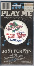 1987 Minnesota Twins A.L. Champions World Series Musical Pin-back Button 3 inch picture
