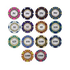 Monte Carlo Poker Chips - SAMPLE PACK Set - 14 Denominations - 14 Gram NEW picture