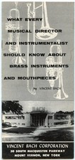 Vincent Bach Corp. Mount Vernon NY c1955 promotional booklet Stradivarius Brass picture