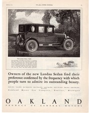 1925 Oakland Landau Sedan General Motors Car Art Deco Automobile Ad picture