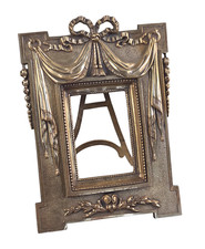 Antique French Victorian Bronze Neo-Classical Ornate Easel Back Picture Frame picture