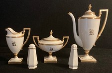Lenox American Belleek  PORCELAIN Footed Teapot Creamer Sugar Bowl +Gold Vintage picture
