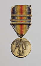 WW1 Victory Medal with 3 Campaign Bars on Ribbon  Military Memorabilia Genuine picture