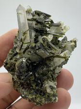 68g Natural Epidote Included Quartz Crystal Specimen – Rare Green Epidote Quartz picture