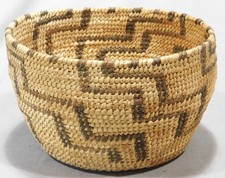 Antique Native American Pima Papago Basket Bowl Geometric Design c1900-1920 picture
