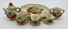 Vintage 1997 Popular Imports Strawberry Miniature Tea Set 9 Piece Lot picture