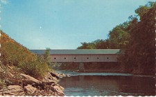 MORSE COVERED BRIDGE OVER KENDUSKEOG STREAM POSTCARD BANGOR ME MAINE 1960s picture