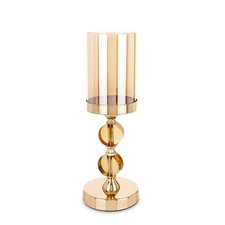 Gold Metal and Glass Candle Holder 35 x 12 x 12 cm picture