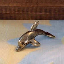 BG10 Brass Tone Metal Dolphin Fish Miniature Figurine Nautical Marine Decor picture