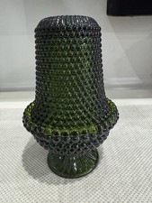 Brooke/Confederate Glass Dark Green Thousand Eye Fairy Lamp picture