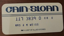 Vintage Cain Sloan Nashville Department Store Credit Charge Card picture