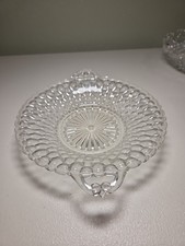 Vintage Indiana Clear Glass Handled Bowl Pressed Glass Relish Dish picture