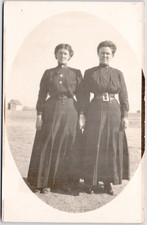 c1909 Two Women Edwardian Fashion RPPC Postcard Outdoor Portrait Pair Beautiful picture