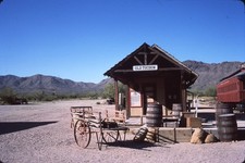 sl47 Slide 1980's Tucson Arizona Western Film Set Train Station 009a picture