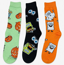 Nickelodeon SpongeBob SquarePants & Gary Halloween Crew Socks 3 Pair Set LE picture