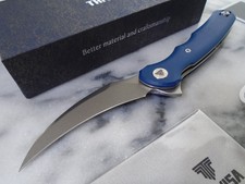 Trivisa Lacerta Ball Bearing Pivot Pocket Knife Claw Folder 14C28N Blue Micarta picture